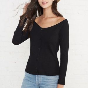 Amour Vert ‘Isadora’ ribbed modal black XS